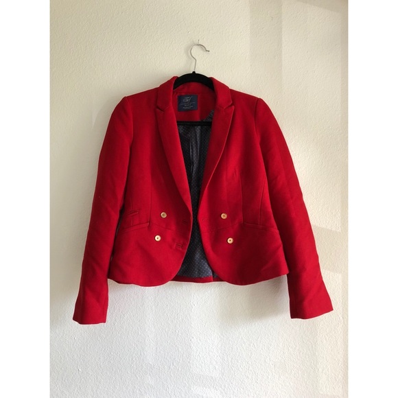 zara red blazer jacket